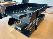 5 Star Office Letter Tray High-impact Polystyrene Foolscap Black 2 Tier