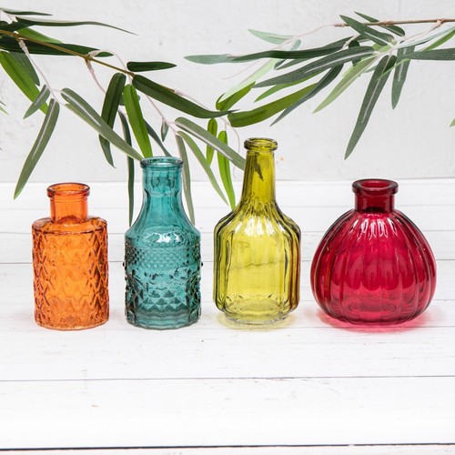 Vintage ribbed glass bottles - ribbed,
