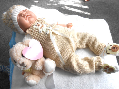 Hand knitted beige teddy - knitted,