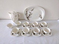 VINTAGE MIDWINTER PUSSY WILLOW CUPS AND SAUCERS SET AND PLATTER 