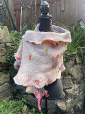 HANDMADE HAND FELTED MERINO WOOL SCARF WET FELTING MINK BROWN YELLOW beige WOOL