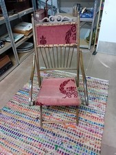 Antique Victorian Carpet Folding Campaign Chair