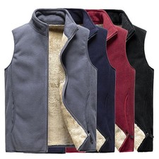 Winter Men Faux Fleece Lined Vest Body Warmer Sleeveless Jacket Gilet Waistcoat