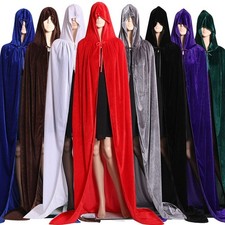 Halloween Hooded Velvet Cloak Robe Medieval Witchcraft Cape Robe Costume Gift