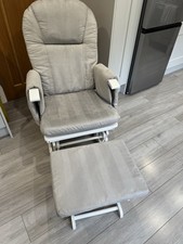 Mothercare Nursing feeding Rocking Chair and Footstool Grey & white 