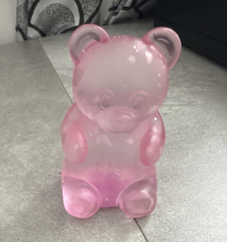 Pink translucent glass teddy - pink,