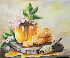 oil paintings on canvas hand painted colourful honey comb painting 