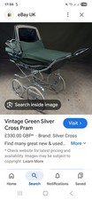 Green Vintage Silver Cross Pram
