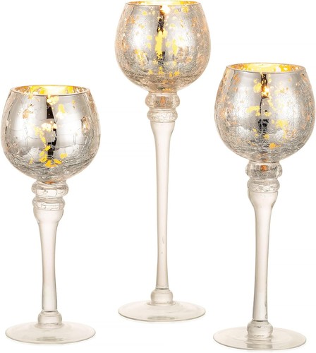 Long stem glass candle holder - glass,