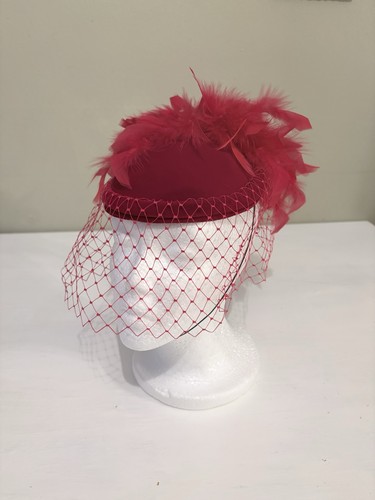 Vintage red velvet pillbox hat - vintage,