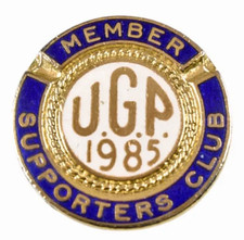 Vintage Ulster Grand Prix Motorbike Race 1985 Supporters Club Enamel Badge