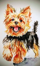 Yorkshire terrier Dog art,yorkie puppy,original painting,home, office design 5x7