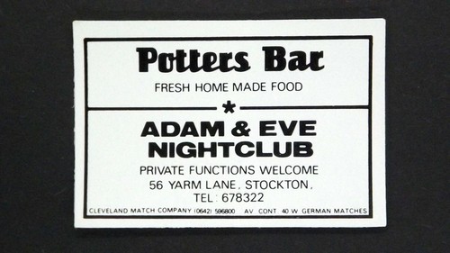 Matchbox label potters bar - label,