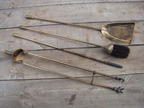 Vintage brass set fire - vintage,