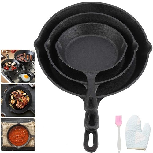 3pc cast iron frying pan - cast,