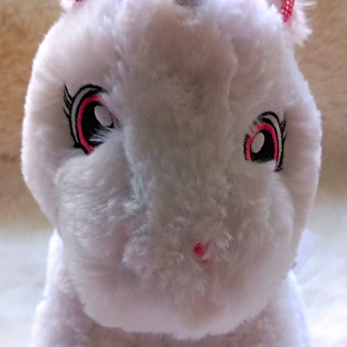 White unicorn soft plush toy - white,