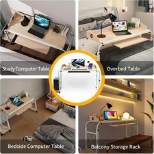 Wudlep Overbed Bedside Desk With Universal Wheels White Colour Boxed