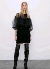 NEW Zara Black Lace Net Midi