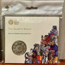 2021 THE QUEEN'S BEASTS BRILLIANT UNCIRCULATED FIVE POUNDS £5 COIN PACK SEALED
