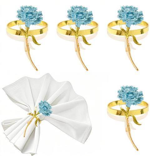 Pink blue carnation napkin - pink,