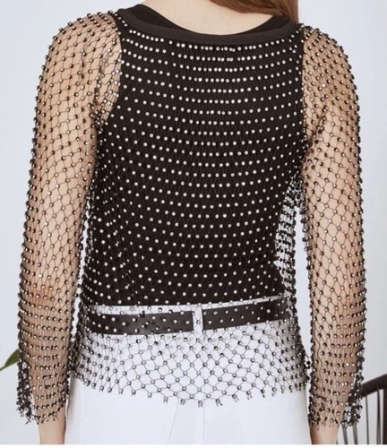 Rhinestone mesh chainmail - mesh, top