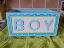 Toy Box For A Little Boy In Baby Blue, With Rope Handles. Strong Box.