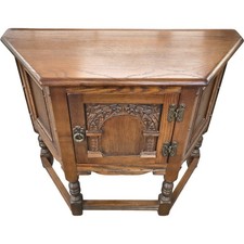 Old Charm Wood Bros Hall Table Antique Style Carved Oak Furniture