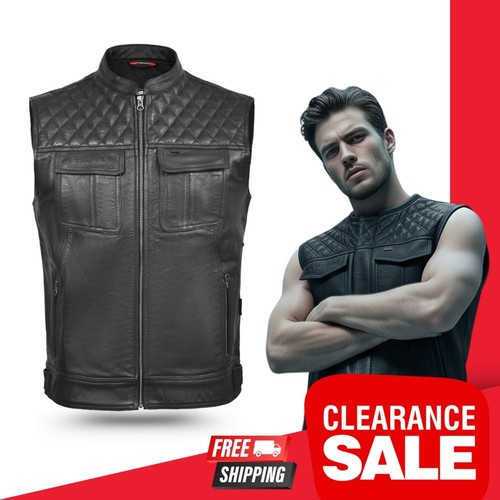 Leather vest mens genuine - vest,