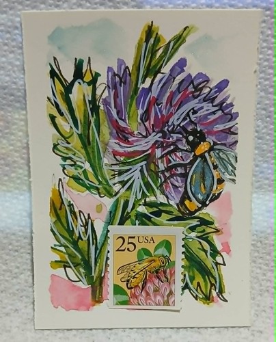 Bee thistle postal - bee,
