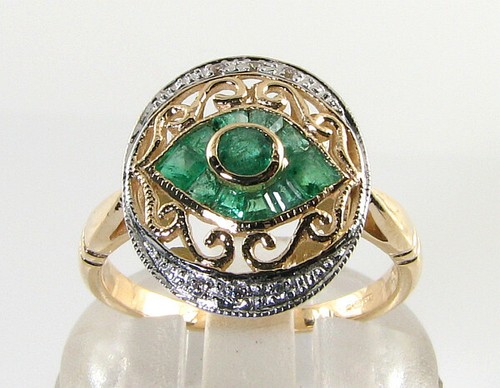 9ct gold emerald diamond - 9ct,