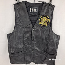 FMC Black Leather Biker Vest