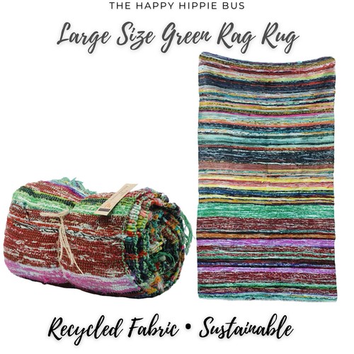 Handmade chindi rag rug green - rag,