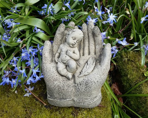 Stone garden sleeping newborn - stone,