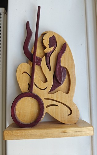 Wooden ektara player statue - player,