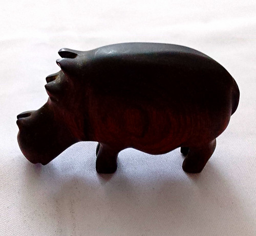 Wooden hippopotamus ornament - wooden,