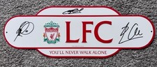 Liverpool Istanbul 3 goalscorers signed metal plaque Gerrard Smicer Alonso COA