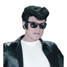 Bristol Novelty 50's Teddy Boy Black Greaser Wig Mens Fancy Dress New