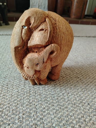 Elephant coconut shell carving