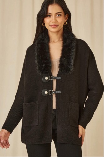 Yumi black detachable faux - detachable, fur
