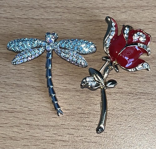 Dragonfly rhinestone brooch - 1,