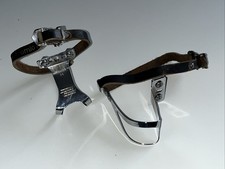 Sturmey Archer Pedal Toe Clips Medium Chromed Steel Gran Premio Leather Straps
