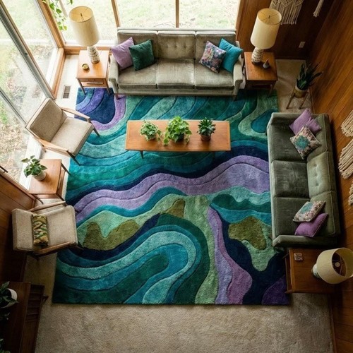 Abstract wavy area rug - wavy,