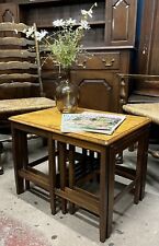 Good Quality Vintage Walnut & Veneer Nest Of 5 Tables / Nested Tables