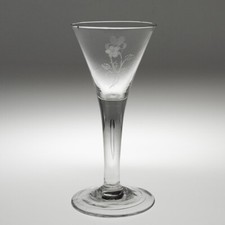 Georgian Wine Glass with Diamond Point Engraving c1750