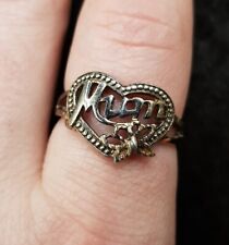 Gold On Sterling 925 Silver MUM Ring. UK Size U - Mom Mother Gift Christmas Etc