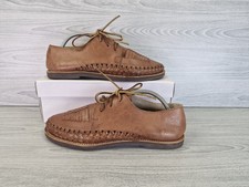 Chamula Veracruz Mens Brown Woven Leather Shoes Size UK 8 US 9 