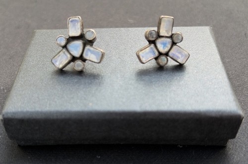 Rainbow moonstone stud - moonstone,