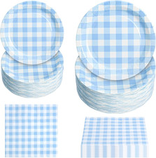 180Pcs Blue Gingham Party