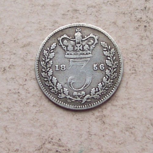 1856 silver threepence - , 3d