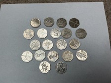 Olympic 50p coins, 20 in total, inc football, judo, triathlon and tennis.